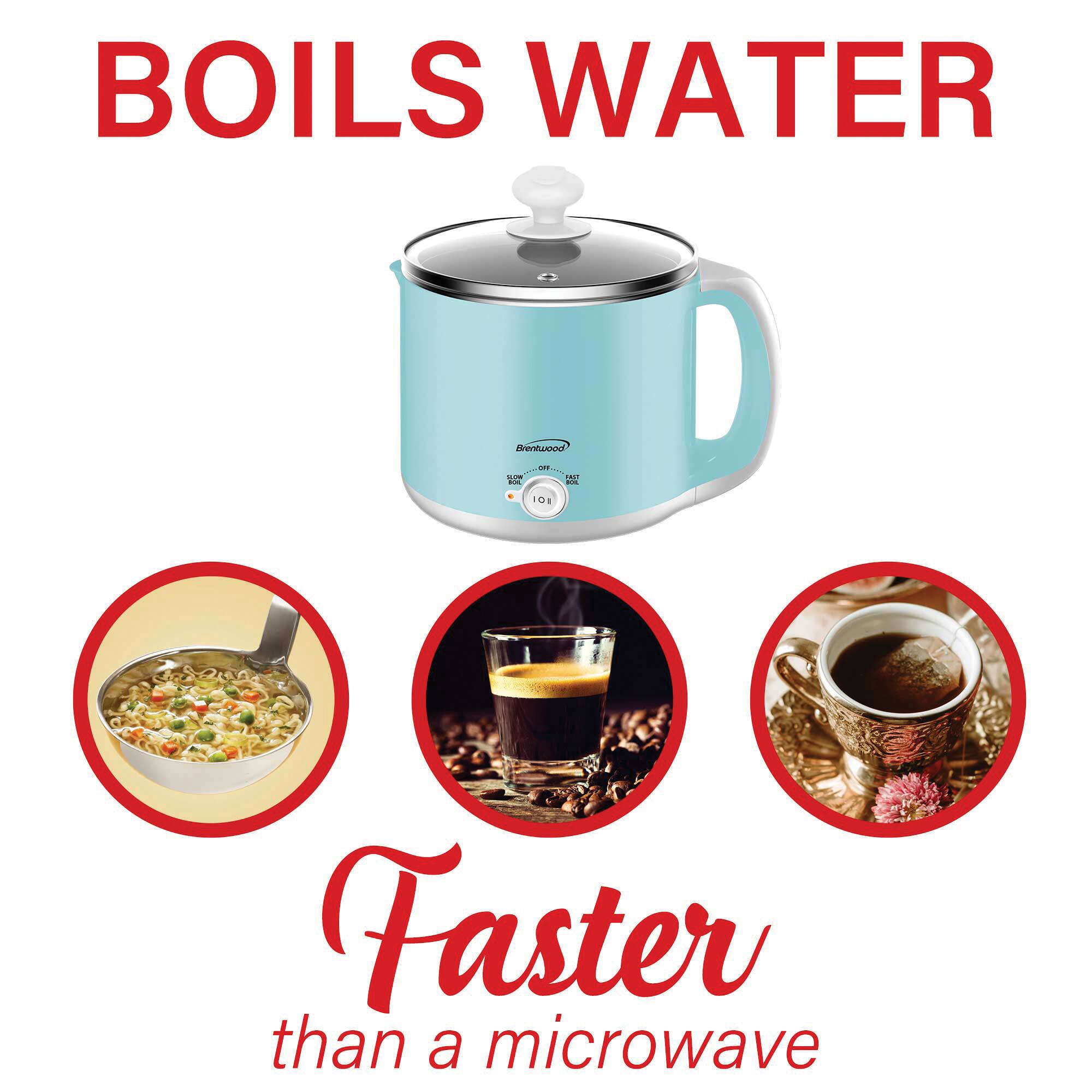 Brentwood Blue 1.6qt. 600 Watt Stainless Steel Electric Hot Pot Cooker & Food Steamer